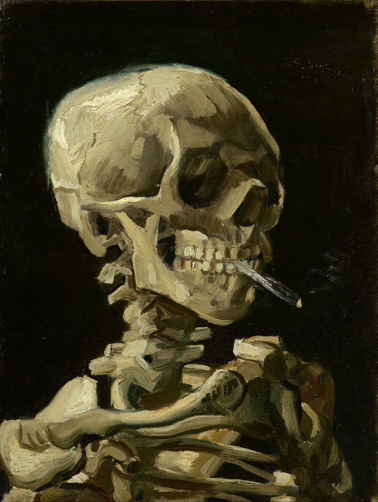 Skull of a Skeleton with a Burning Cigarette